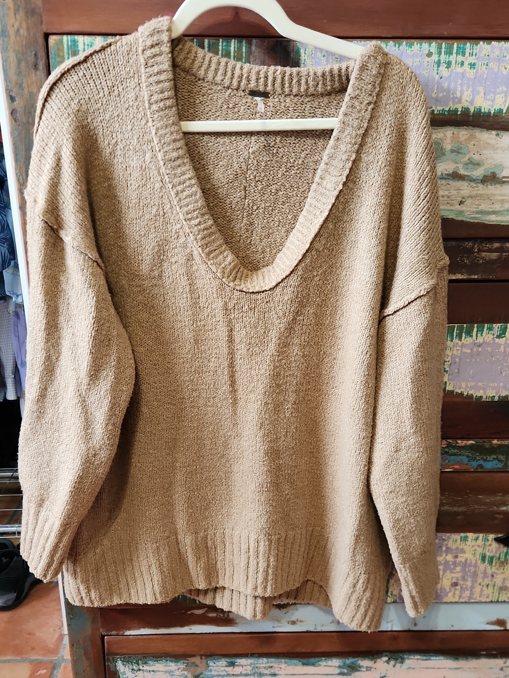 Free People Relaxed Sweater in Camel